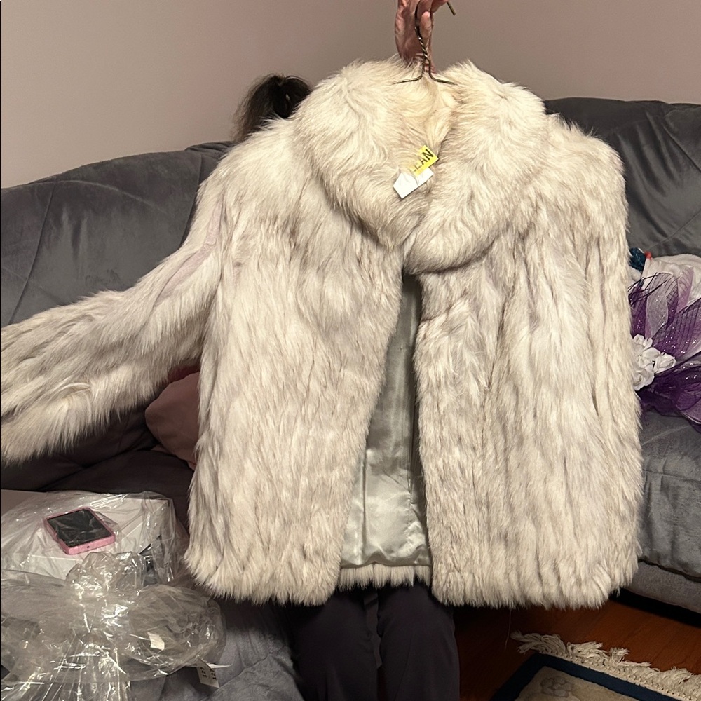 Blue fox skin Fur Coat